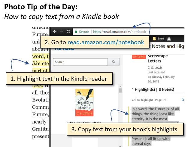 Photo Tip #5 | How to copy text from a Kindle book – The Elements of Simple